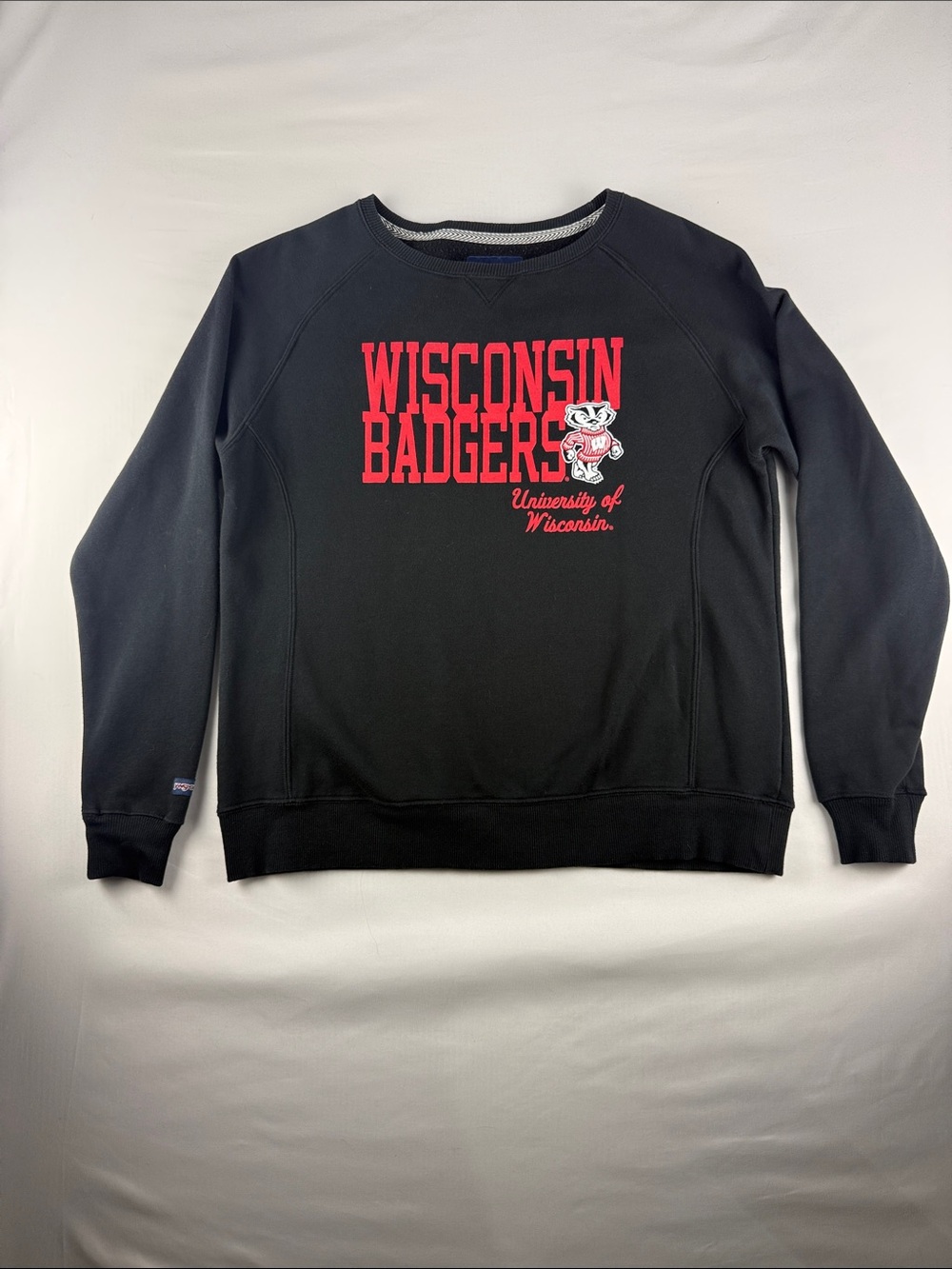 Jansport Wisconsin Badgers Black Sweatshirt Graphic Pullover XL Red NCAA